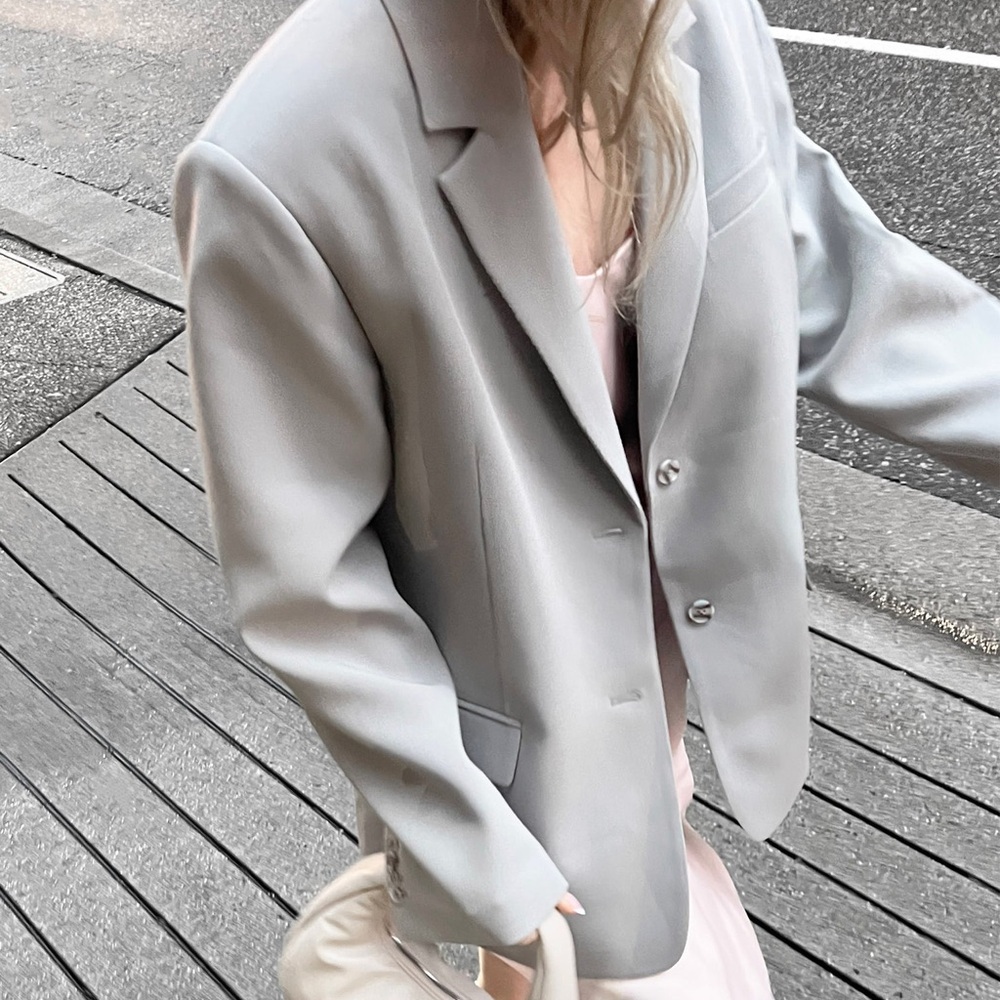 OAK + FORT Light Gray Oversized Blazer